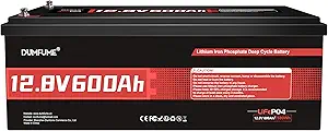 12V 600Ah LiFePO4 Battery 200A BMS 10000+ Deep Cycle Lithium Iron Phosphate Battery 7200WH For Power Shortage, RV, Off Grid Applications,Solar,Camping