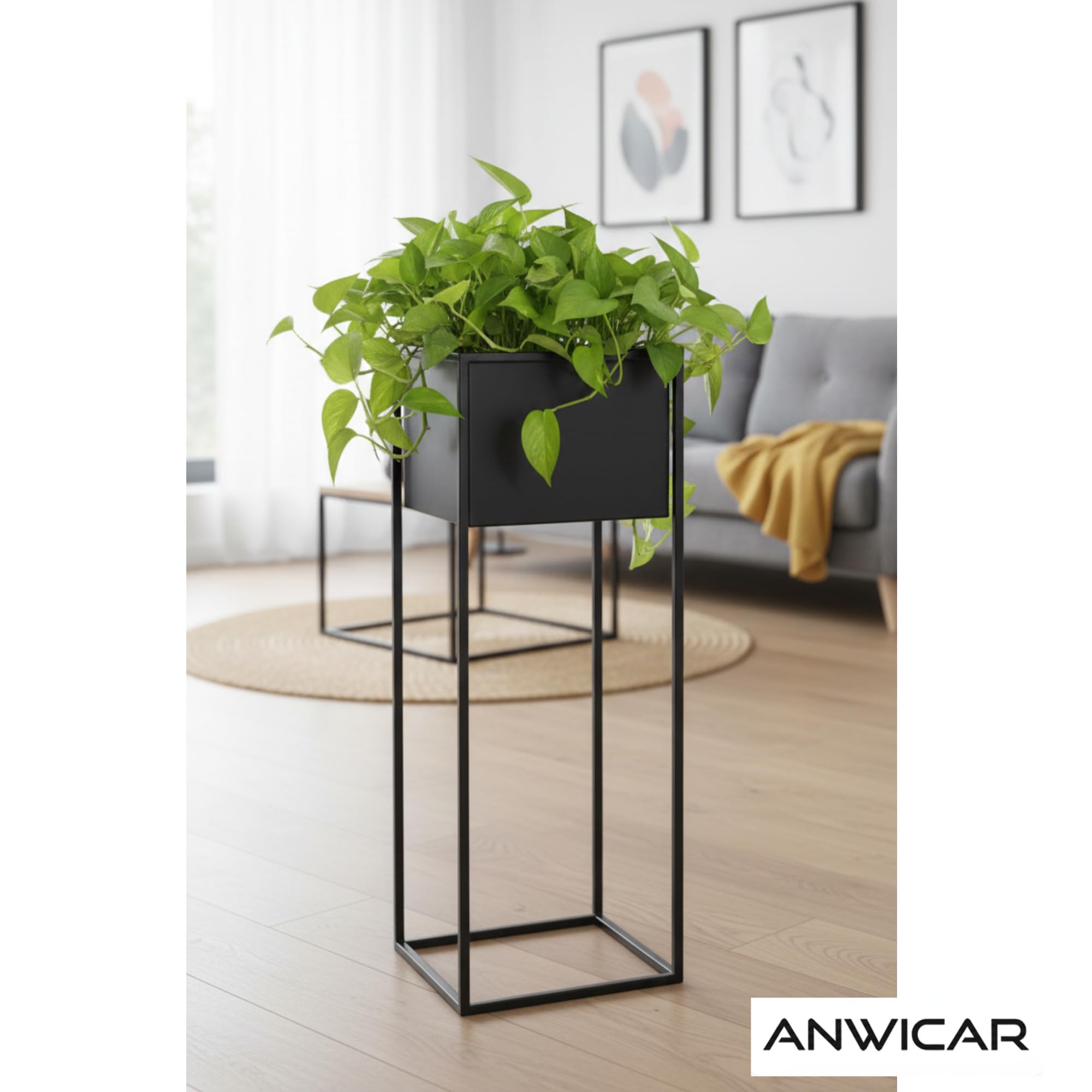 Anwicar Blumenständer Metall Schwarz Höhe 70 cm - Pflanzenständer - Modern Deko Wohnzimmer - Salon Blumenhocker - Blumentreppe - Blumenregal Indoor