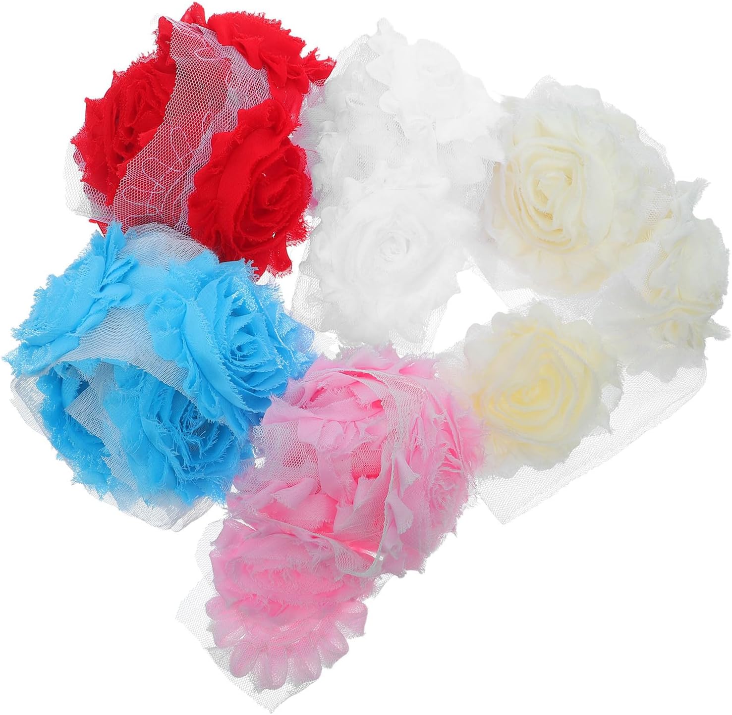 Luxshiny Flower Polyester Chiffon Head Trim Vintage 5pcs Lightweight and Airy Flowers for Hair Accessories and Fashion Embellishments, for Birthdays and DIY Crafts