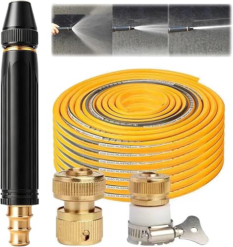 Home High-pressure Car Wash Water Gun with Booster Nozzle & Water Pipe, High Pressure Hose Nozzle Adjustable Lawn Watering Sprayer for Plant Watering and Car Washing (Water Gun & 32.8ft Water Pipe)