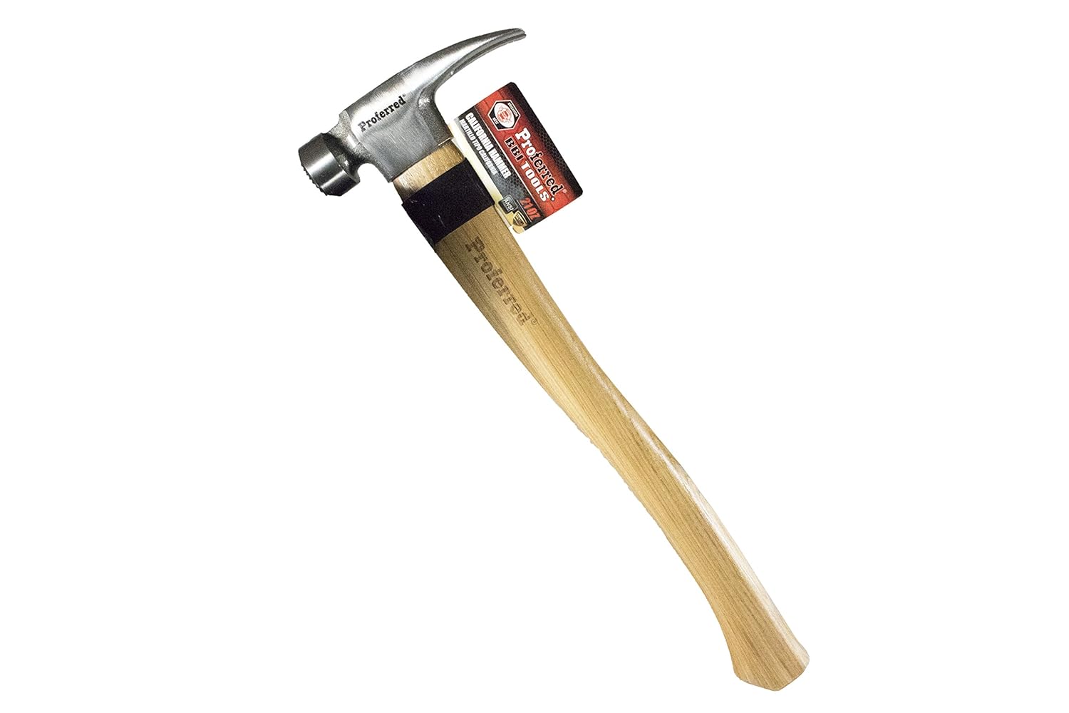 Proferred California Framing Hammer, 21 oz. Rip Claw, Milled Face, Hickory Wood Handle, Ergornomic Wood Handle, T49001