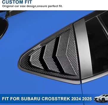 2PCS Rear Side Window Louvers Compatible with Subaru Crosstrek Impreza 2024 2025 2026,Racing Style Window Scoops Air Vent Shades Shutter Decorative Cover (Carbon Fiber Look)