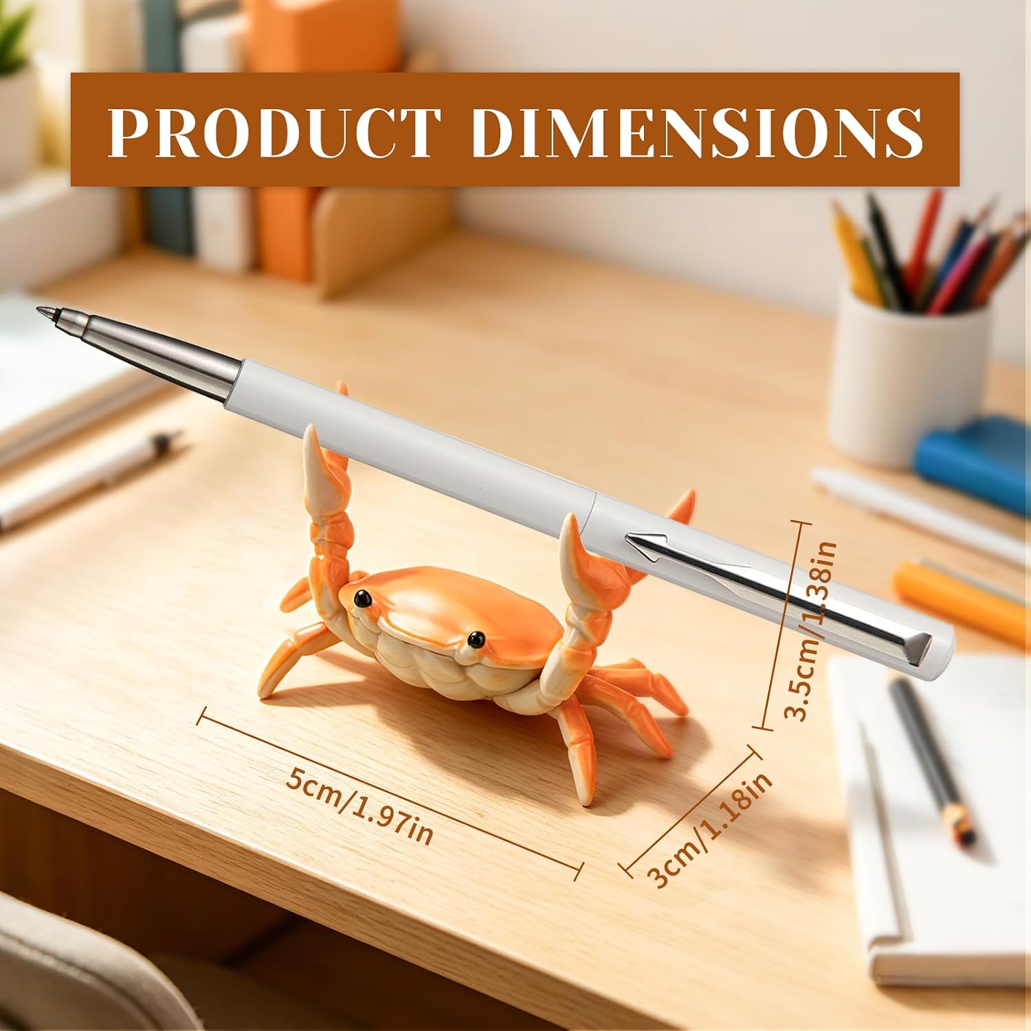 4PCS Crab Pen Holder for Desk, Cute Crab-Shaped Pencil Holders, Fun Office Desk Accessories for Home, Office, School, Ideal Gifts for Family, Friends (4Pcs-Red) image 2