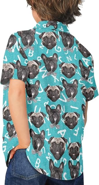 Hawaiian Shirt for Boys Size 3-16 Casual Lapel Short Sleeve Button Down Kids Custom Aloha Shirt for Summer Beach