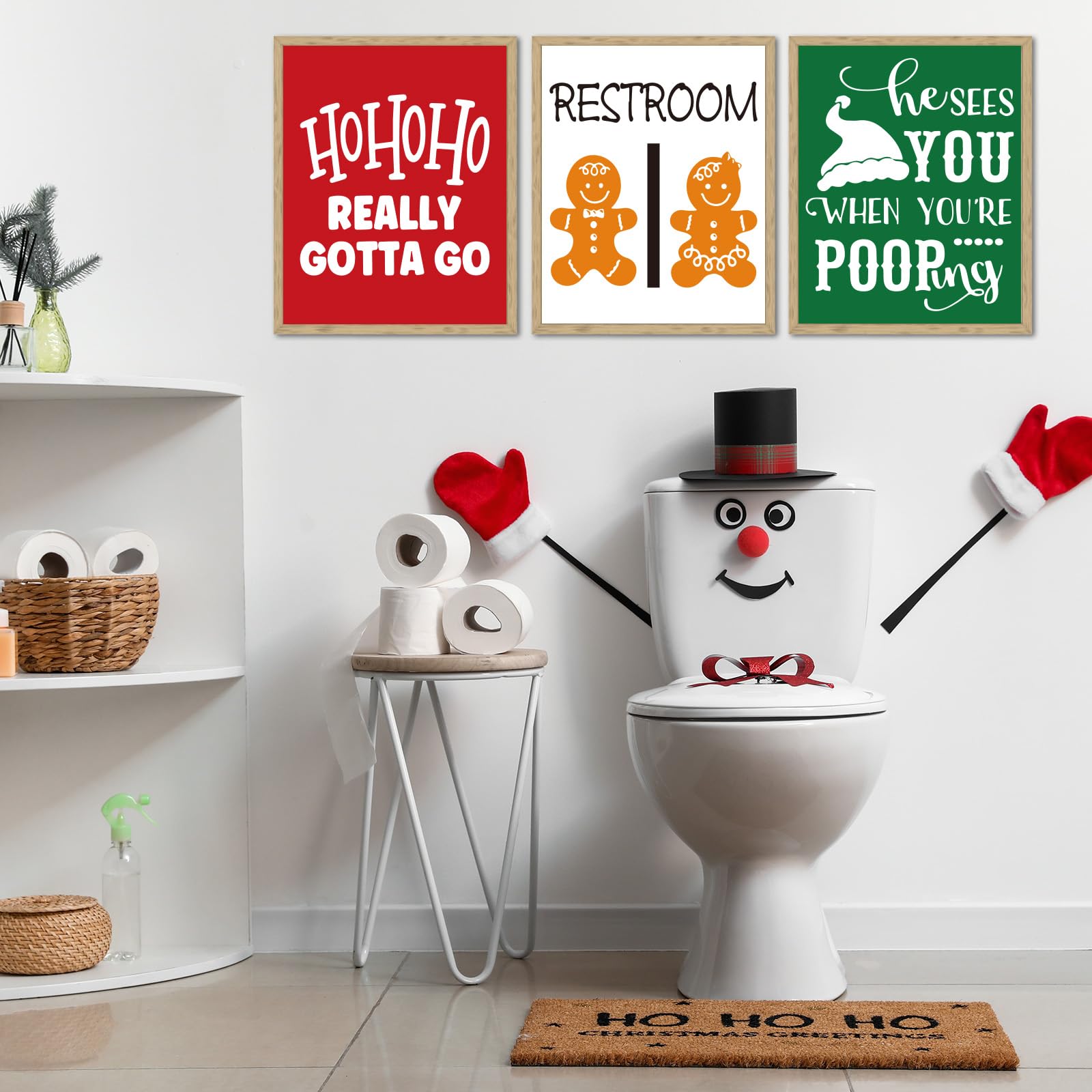 thumbnail: 3D Kerstman Muursticker - Gebroken Muur Cartoon Kerstman Voor Feestdecoratie