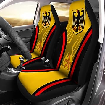 Howilath Black Eagle German Flag Pattern Universal Car Front Seat Covers Set of 2, High Back Stretchy Bucket Seats for Most Cars, SUV