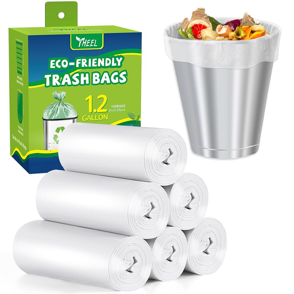 Small Trash Bags 1.2-Gallon: Bathroom Trash Bags Small Garbage Bags Clear Trash Bag for Bathroom Bedroom Office - Mini Trash Liners (Clear, 150 Counts)