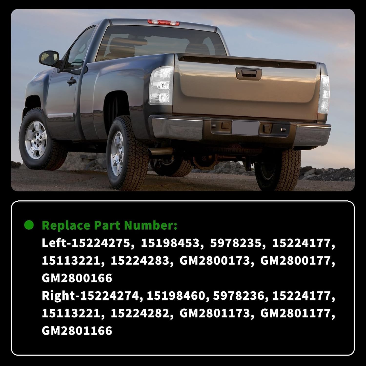 Clear Tail Light Assembly Compatible with 1999-2002 Silverado 1500 2500/1999-2007 Sierra 1500 2500 3500 Driver and Passenger Side White Taillights Rear Light