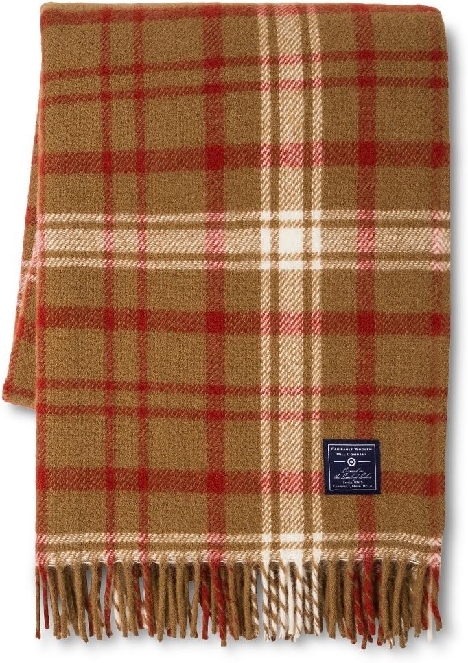 Faribault Woolen Mill Company Plaid Wool Throw - Chestnut