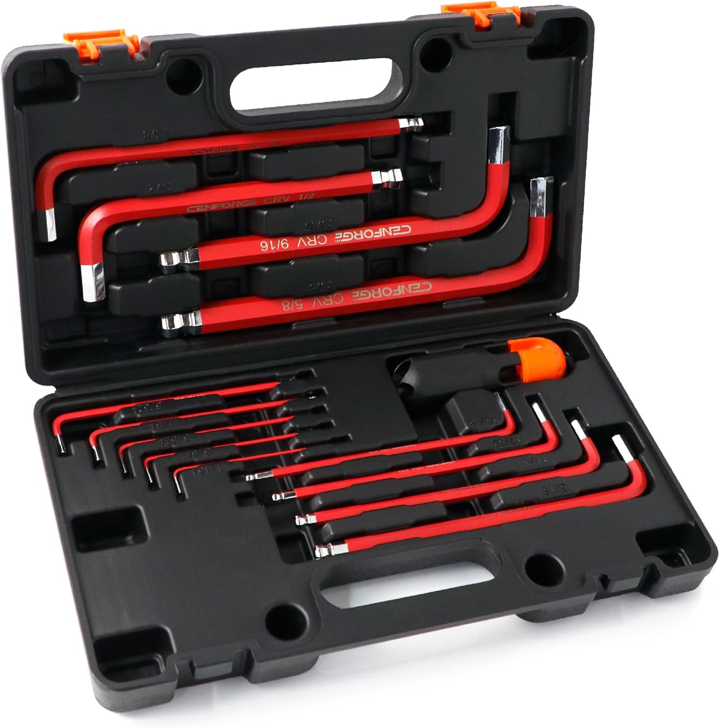 13-Piece Jumbo SAE Hex Key Set (1/16” – 5/8”) – Extra Long Arm Ball End Allen Wrenches – Heavy Duty CR-V Steel L-Keys for Automotive, Industrial & Machinery Repair