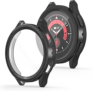 شاشة حماية متوافقة مع ساعة سامسونج جالاكسي 5 برو إطار حماية كامل من مادة بولي يوريثين مقاوم للحرارة الناعمة من نكست ستور، لون أسود، مقاس 45 ملم