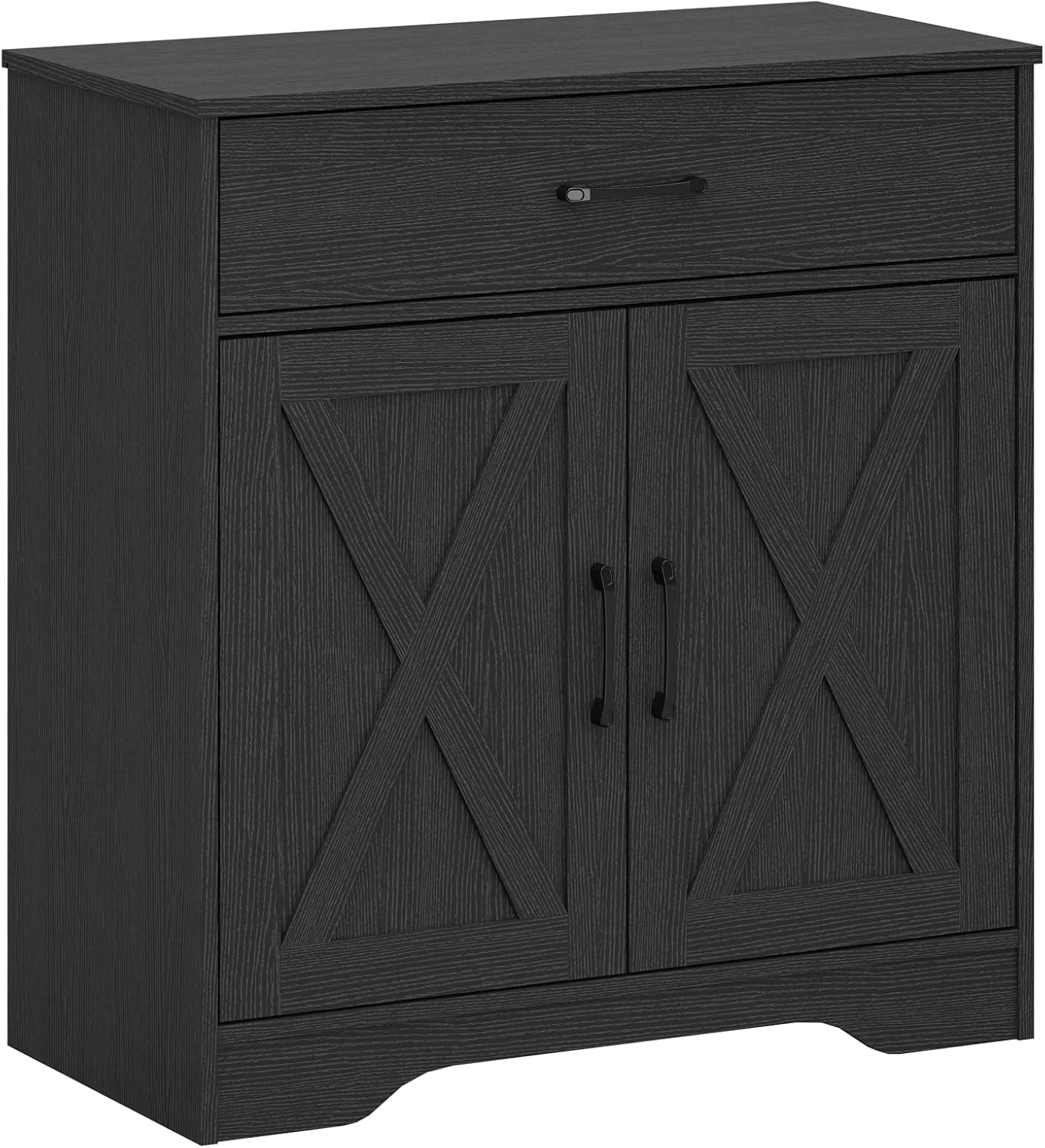 Panana Wooden Cabinet 1 Drawer and 2 Doors Storage Cupboard Coffee Bar Sideboard Farmhouse Entryway Organizer Console (Black)