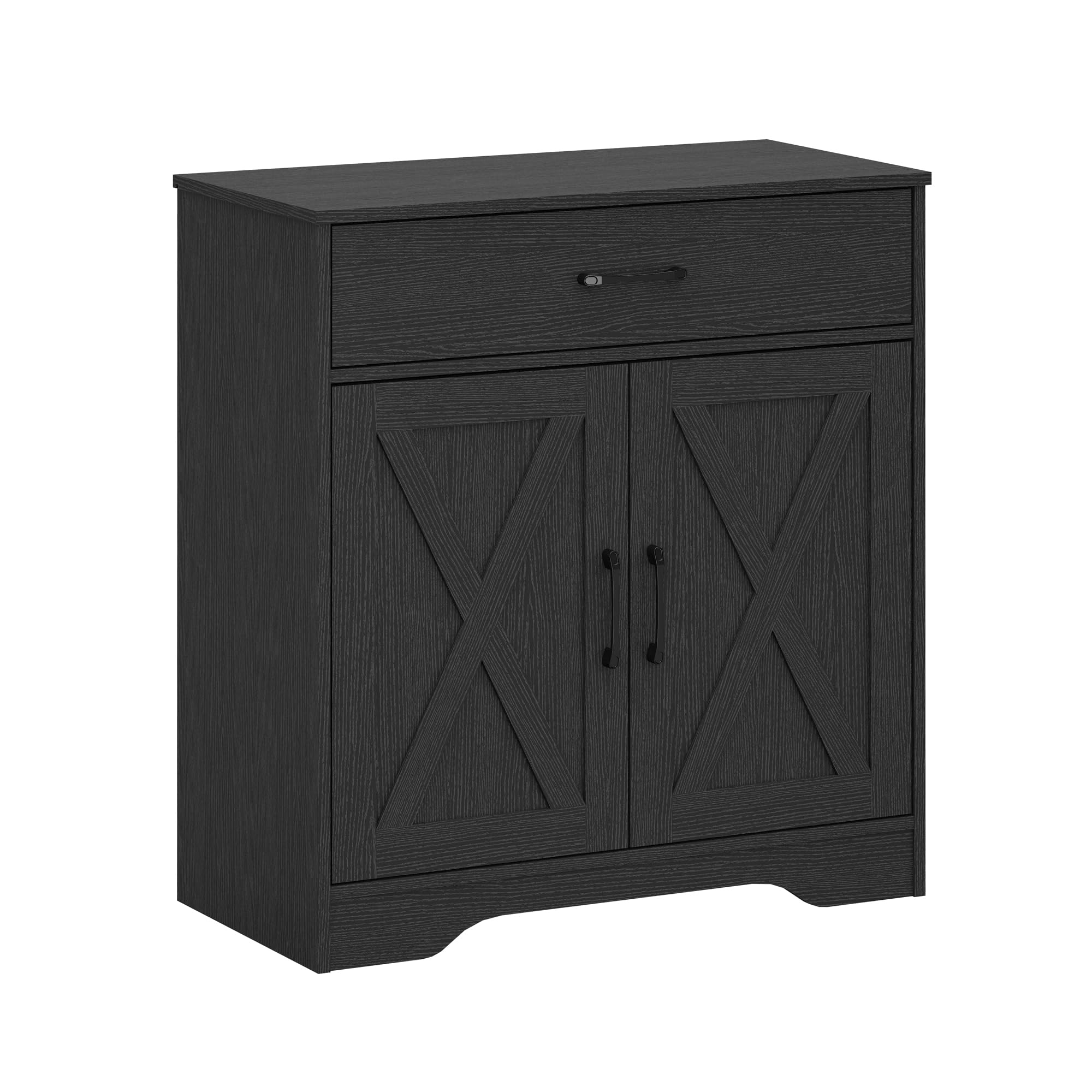 Panana Farmhouse Accent Cabinet Entryway Storage with Drawer Living Room Sideboard Narrow Storage Cupboard (Black)