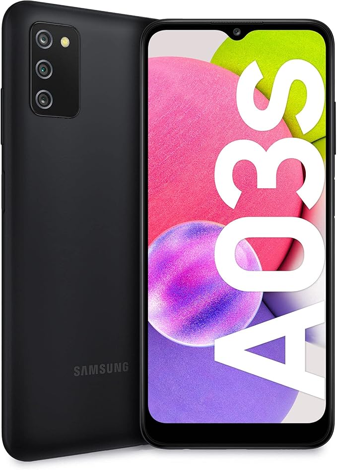 Samsung Galaxy A03s Smartphone Android, Display Infinity-V HD+ da 6,5 Pollici, 3 GB di RAM e 32 GB di Memoria Interna Espandibile, Batteria da 5.000 mAh, Nero [Versione Italiana] (Ricondizionato)
