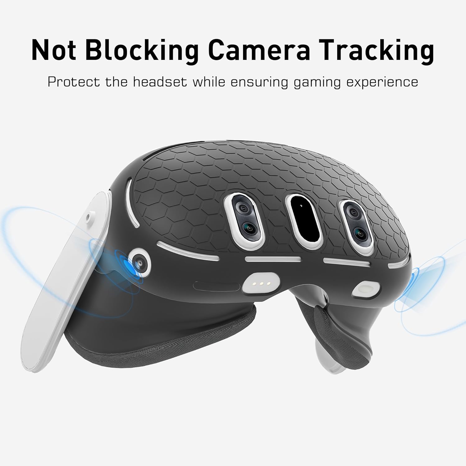 Kuject Design Silicone Shell Cover for Quest 3, VR Headset Protective Cover with Heat Dissipation Openings and Fixed Buckle, Anti Shock Anti Scratch Anti Dust Technology Texture Accessories (Black)