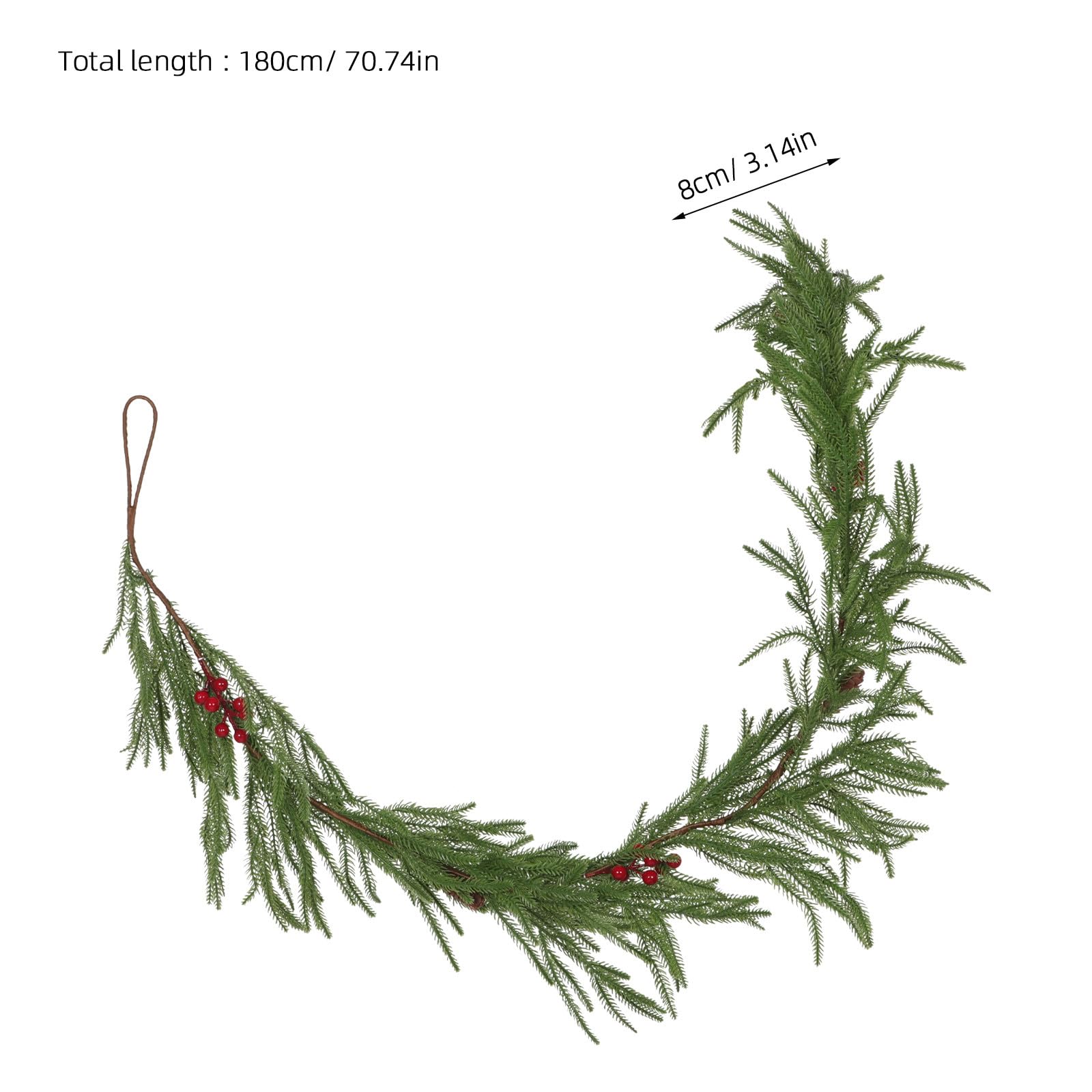 OUNONA Künstliche Norfolk-kieferngirlande für Treppe und Kaminsims Weihnachtsdekoration Drinnen und Draußen Naturgetreues Grün Realistische Winterpflanze Hochzeitsgirlande für Innenbereic