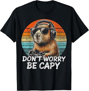 Don't Worry Be Capy Capybara Retro Gaming T-Shirt