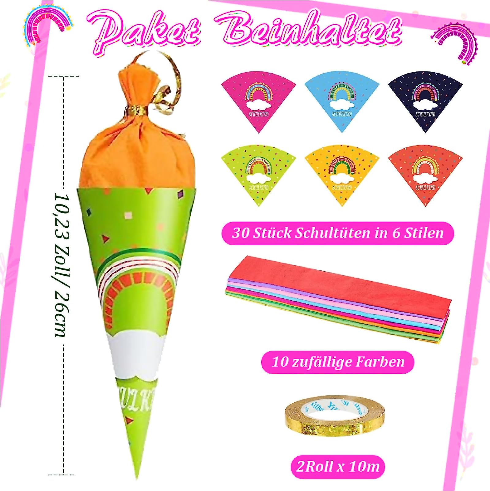 ANROI Geschwister Schultüten 18er Pack 25 cm