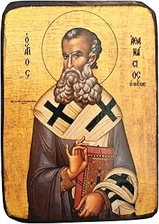 Iconsgr Wooden Greek Christian Orthodox Wood Icon of Saint Athanasios / A0