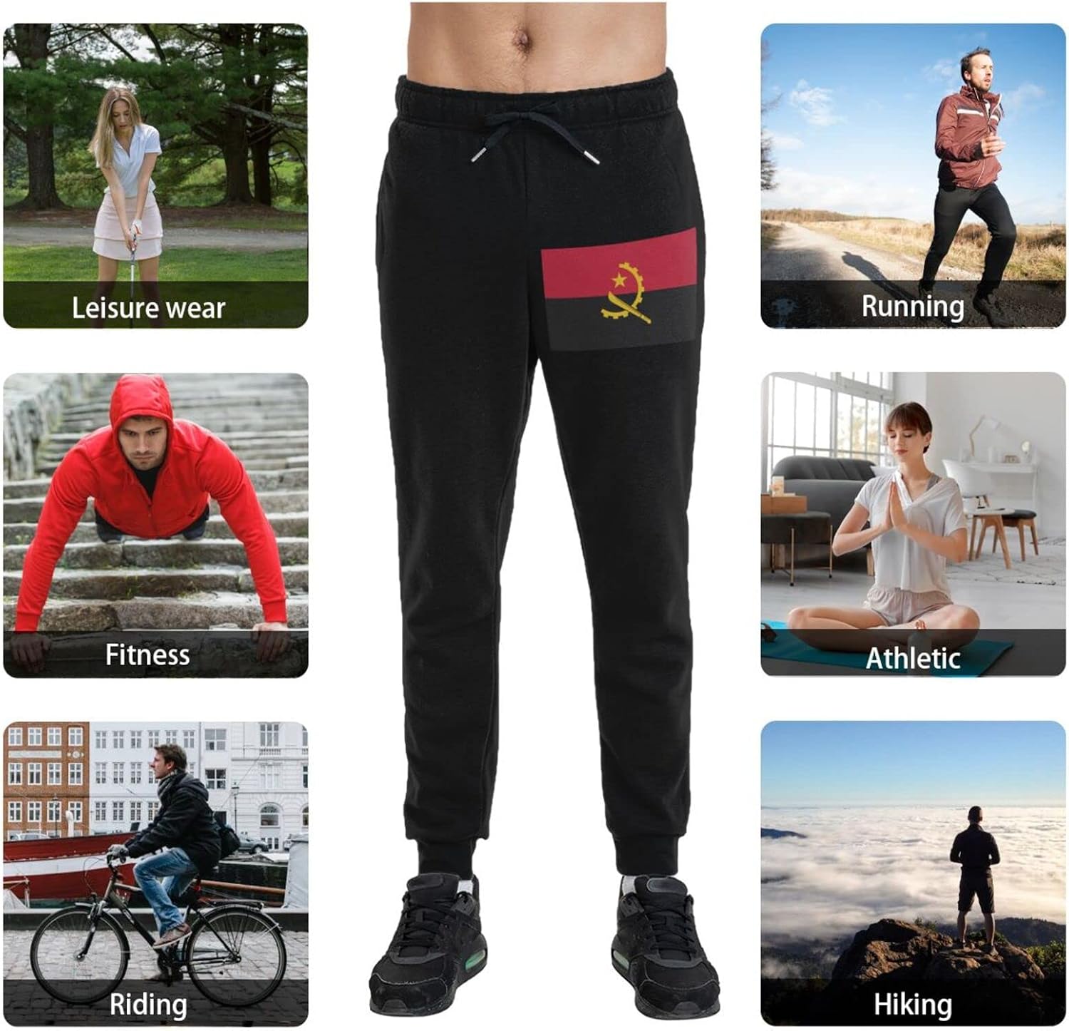Flag of Angola Sweatpants Men Pantalettes with Pockets Pants Sports Casual Pants