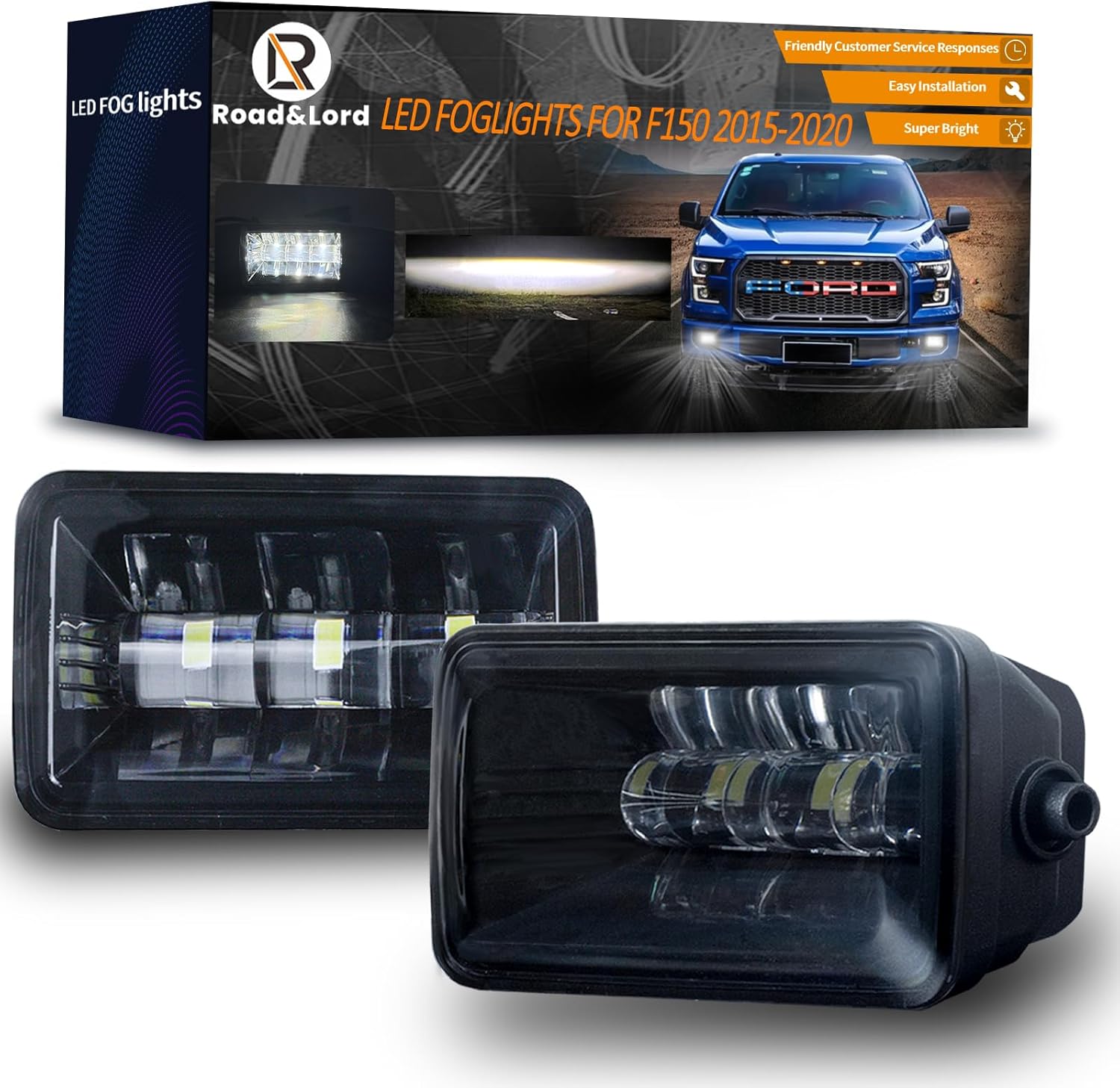 F150 LED Fog Lights Compatible with Ford F150 2015-2020, 2017-2018 Super Duty Fog Lights, Front Bumper Driving White Light Fog Lamps black