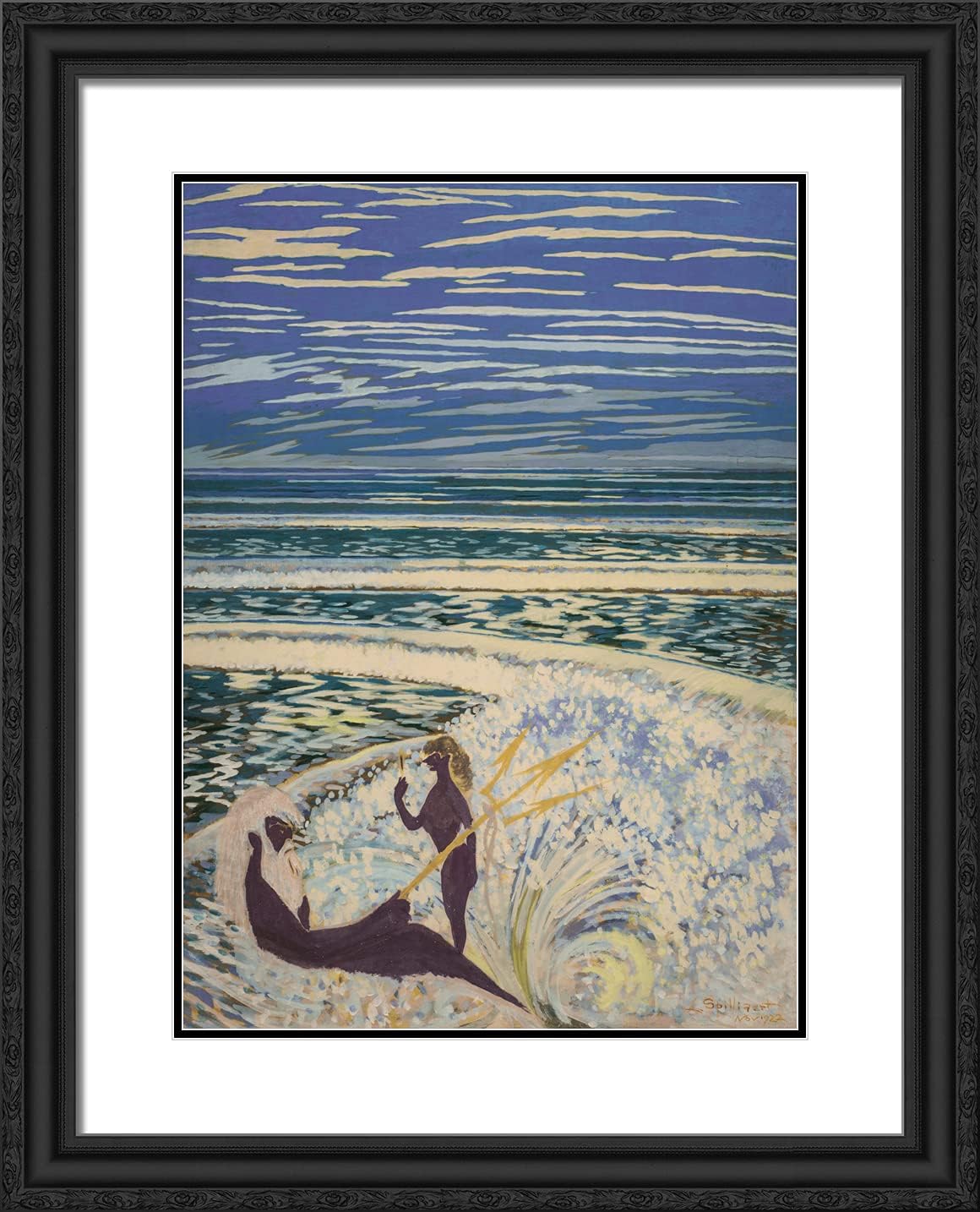 ArtDirect Spilliaert, Leon 20x24 Gold Ornate Framed Art Print with Double Matting Titled: Neptune and Galathee