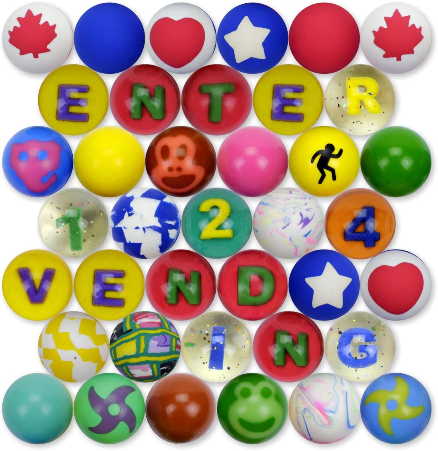 Entervending Super Mix Bouncy Balls for Gifts 250 pcs in Bulk 27 mm