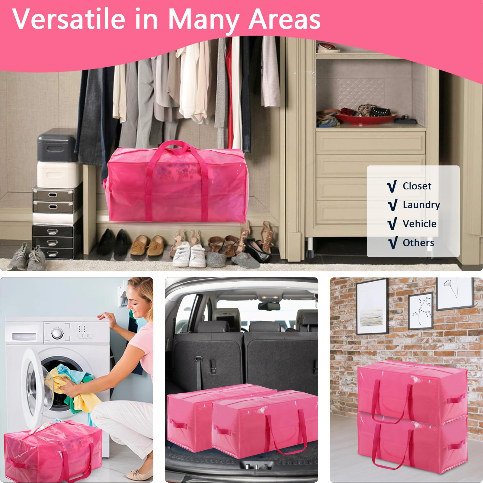 4 Packs Extra Large Moving Bags with Strong Zippers and Handles Moving Supplies - Image 4