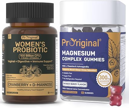 Probiotics for Women + Magnesium Gummies for Stress & Sleep Daily Wellness Support Bundle