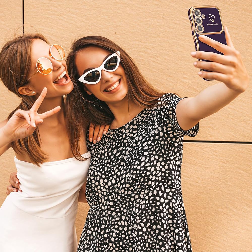 CaseLover Etui na telefon komórkowy Samsung Galaxy A55 5G, miłosne serce, etui na telefon komórkowy, fale, kręcony kształt, galwanizowany, silikon TPU, bumper, ochrona aparatu, odporne na uderzenia,