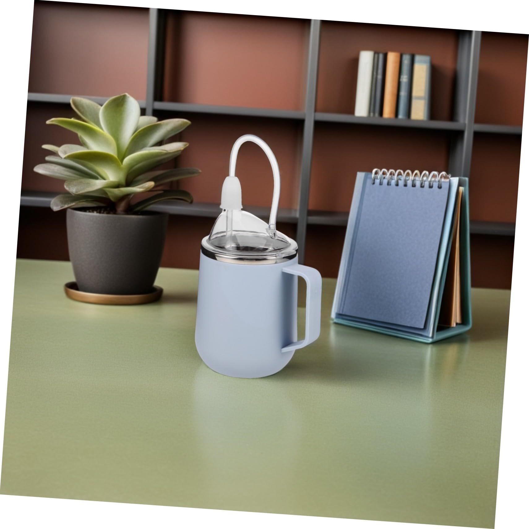 ORFOFE Auslaufsicherer Pflege-trinkbecher Edelstahl mit Strohhalm Ergonomischer Griff Anti-erstickung für Senioren Betreutes Trinken Wasser Milch Suppe