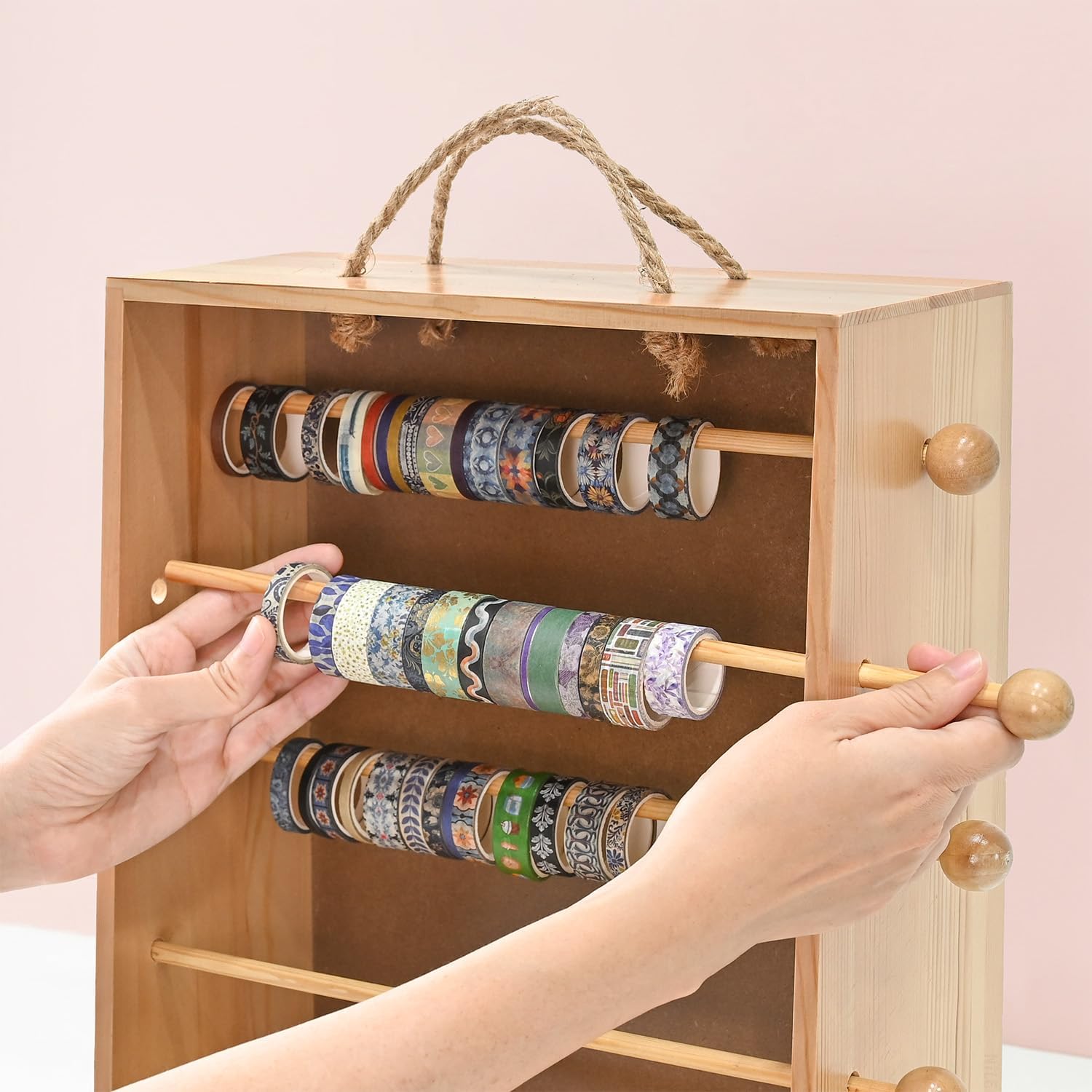 MOOCA Wooden Thread Organizer Rack and Spool Holder for Sewing and Crafts