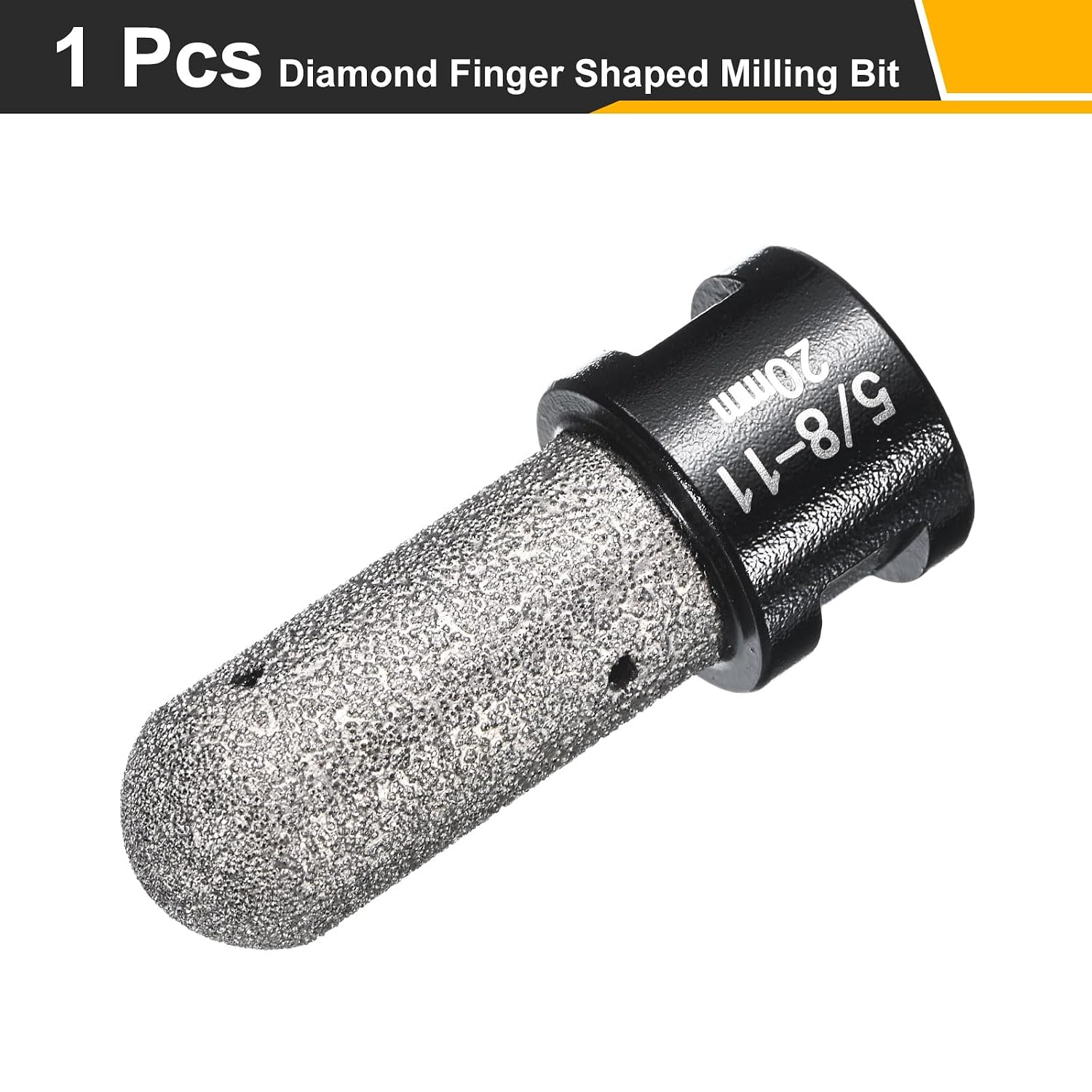 HARFINGTON Diamond Finger Shaped Milling Bit 20mm 2 Holes with 5/8"-11 Thread for Enlarging Shaping Milling Existing Holes on Marble Countertop, Black
