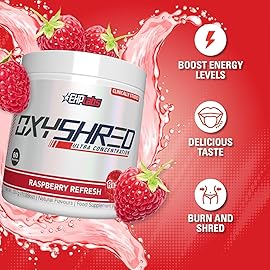 EHP Labs OxyShred Pre Workout Powder - Preworkout Powder with L Glutamine & Acetyl L Carnitine, Energy Boost Drink - Raspberry Refresh, 60 Servings