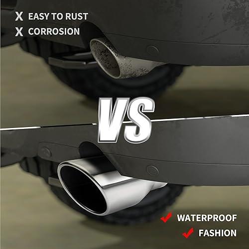 Miniatura 4 de Richeer Punta de escape de entrada de 2.5 pulgadas, salida de 4 pulgadas, punta de escape de acero inoxidable de 9 pulgadas de longitud total,