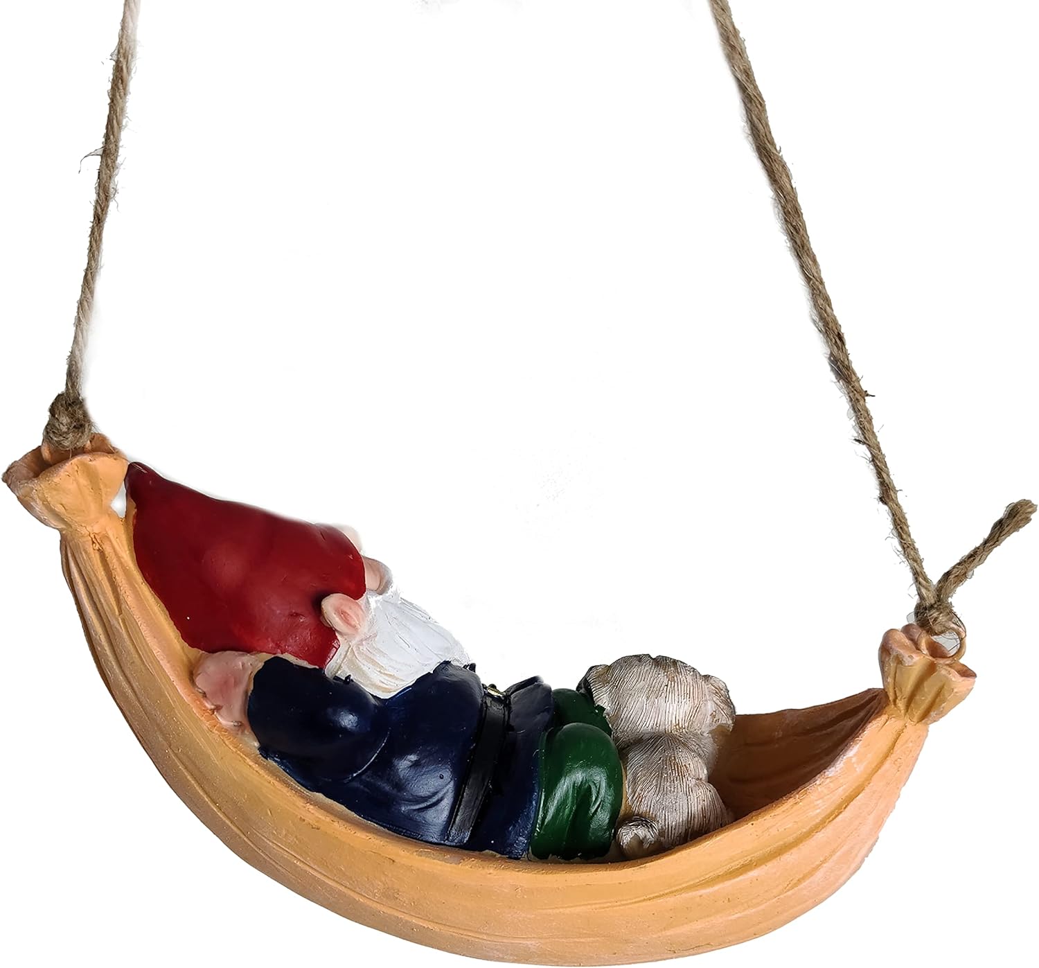 Funny Guy Mugs Hammock Gnome and Pug Statue - Indoor or Outdoor Garden Gnome Sculpture for Patio, Yard or Lawn