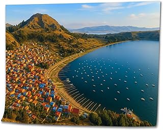 VETEB Paint by Numbers Kit for Adults Beginner Copacabana Cityscape Titicaca Lake DIY Painting on Canvas by Numbers Acrylic Oil Painting for Home Decor Gifts 16"x20"