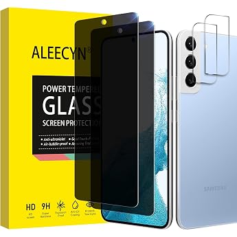 [2+2] Pack of 2 Privacy Screen Protectors for Samsung Galaxy S22 with 2 Camera Tempered Glass Screen Protectors Anti-Spy Protective Glass Anti-Scratch Screen Protector
