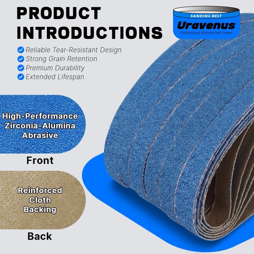 1/2 x 18 Inch Sanding Belts, 36 Pcs 40 Grit, Zirconia Sanding Belts for Heavy-Duty Metal Polishing, Woodworking, Deburring