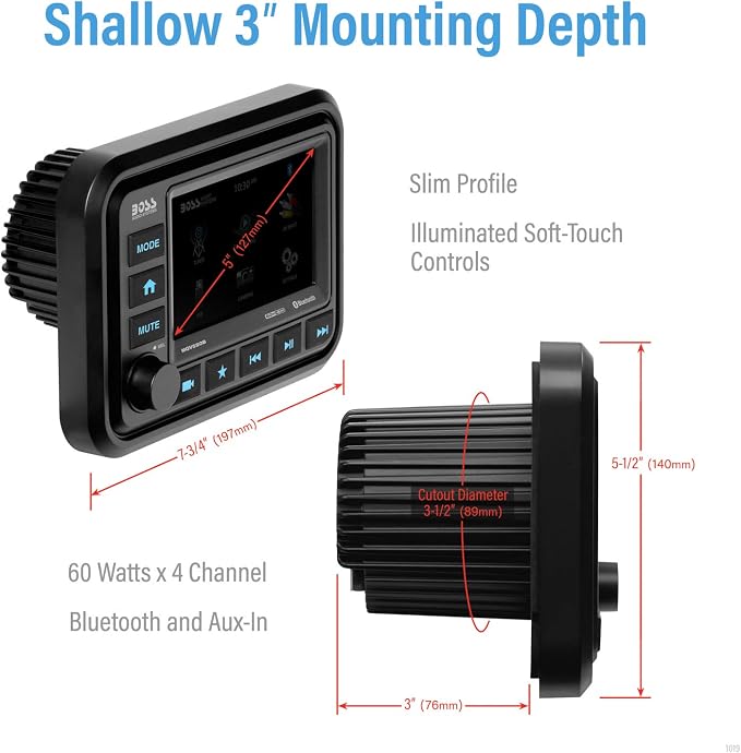 Reproductor Marine Gauge BOSS Audio 5 pulgadas táctil miniatura 5