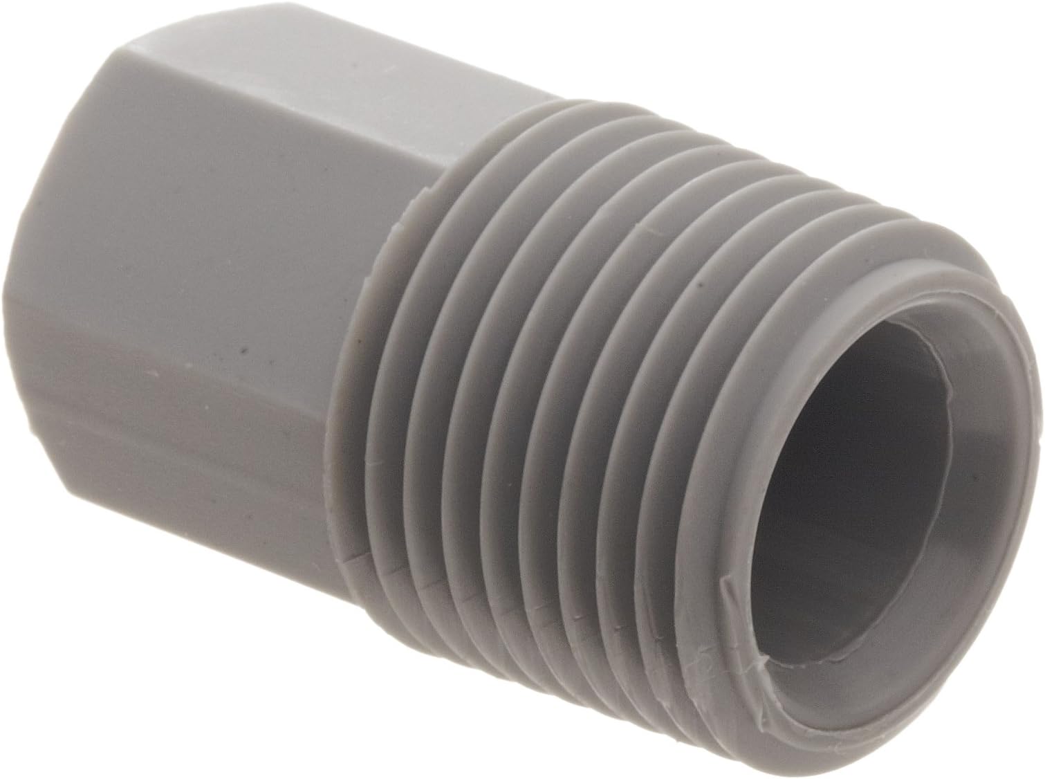 Tefen Nylon 6/6 Pipe Fitting, Adapter, Gray, 3/8" NPT Male x 1/2" NPT Female (Pack of 5)