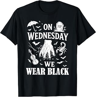Funny Horror Hand On Wednesdays We Wear Black Halloween T-Shirt