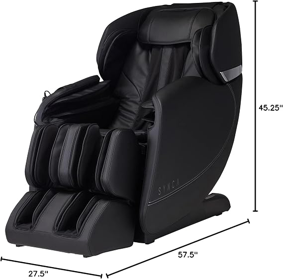 SYNCA Wellness Hisho - SL Track Heated Deluxe Zero Gravity Massage Chair | Full Body Compression | Lumbar Heat Therapy | Quad Roller Massage Robot | 7 Massage Techniques & 6 Courses (Black)