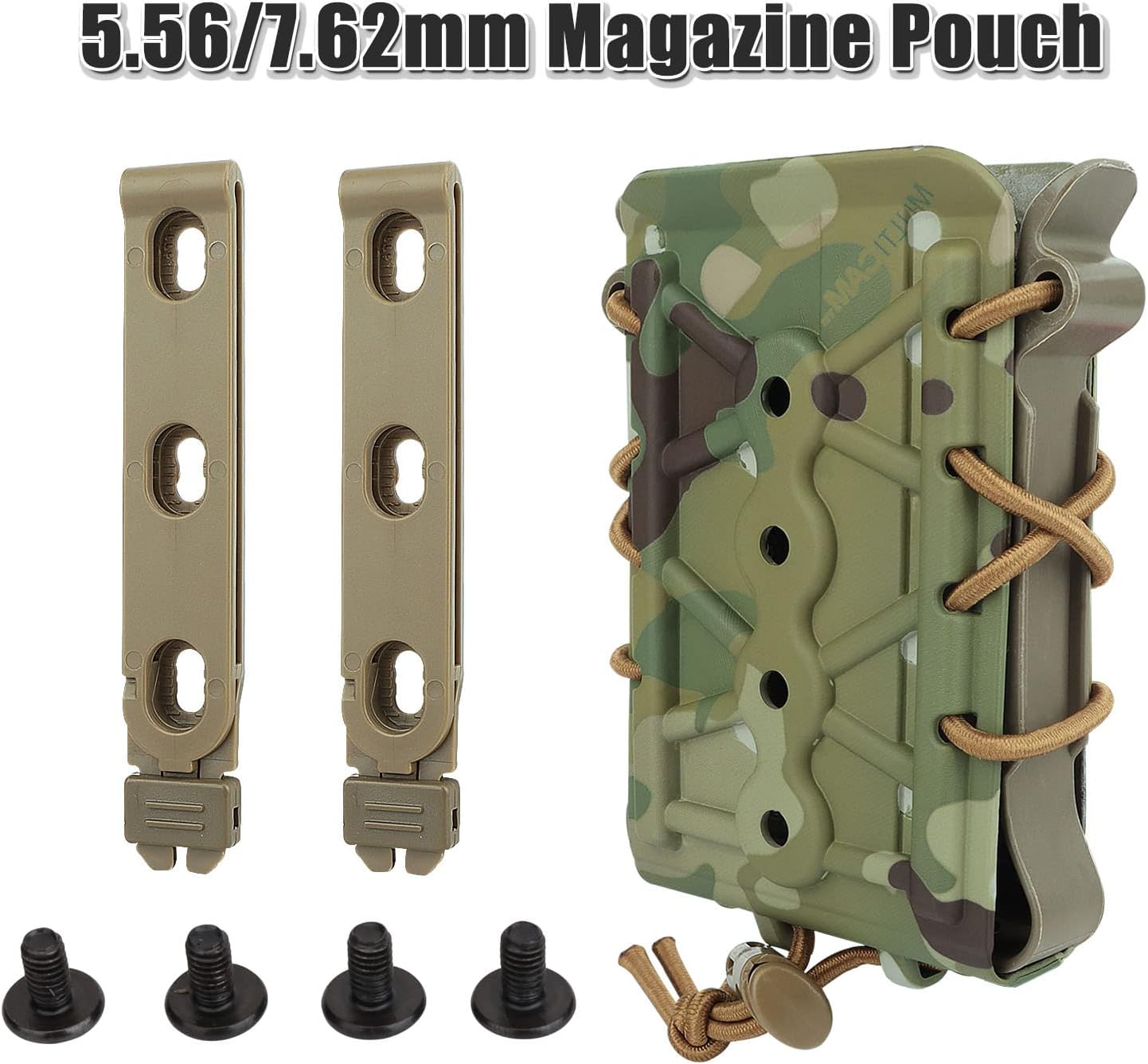 Mag Pouch 5.56mm, Rifle Magazine Pouches 7.62mm Molle Fast Universal Mag Carrier for M4 AR15 M16 AK Magainzes, 3 Pack (Tan Camouflage)