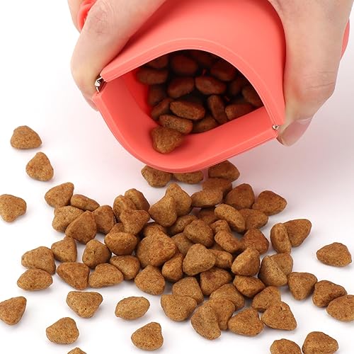Miniatura 2 de WALLFID Bolsa pequeña de silicona para perros, cierre automático, con clic de entrenamiento para mascotas, bolsa de senderismo para perros y gatos,