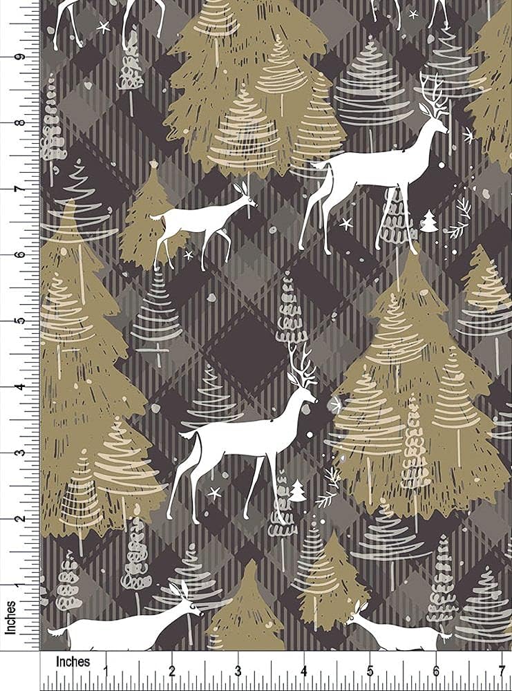 Curious Doe Design 100% Cotton Quilting Fabric by The Yard (White, Brown, Mocha, Beige)