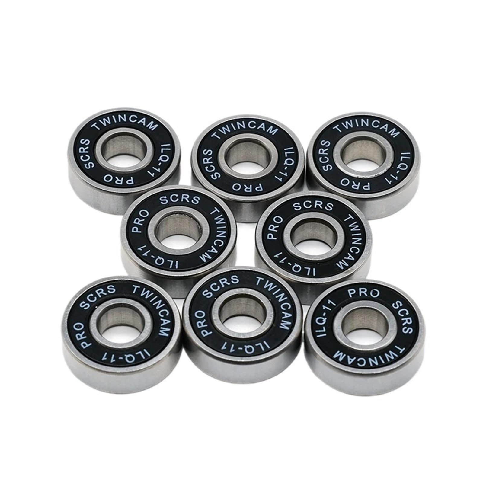 Juego de 8 rodamientos de bolas en miniatura 608RS ILQ-11, con sello negro, ABEC-9, for patineta y scooter, 608 2RS.