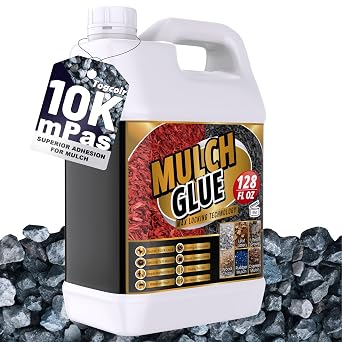 Mulch Glue for Landscaping - 1 Gal Strong Rock Glue, Long-Lasting Gravel Adhesive for Garden, Yards, Plants, Outdoor Walkway, Pebbles, Pea Fish Tank Gravel