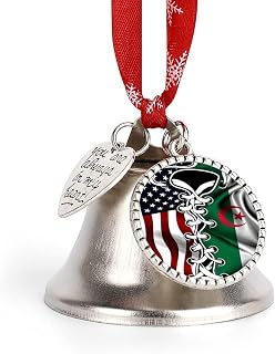 America Algeria Algerians Friendship USA Flag Jingling Bell Ornaments Hanging Door Bells Pendant for Xmas Tree Holiday Party New Year Decoration