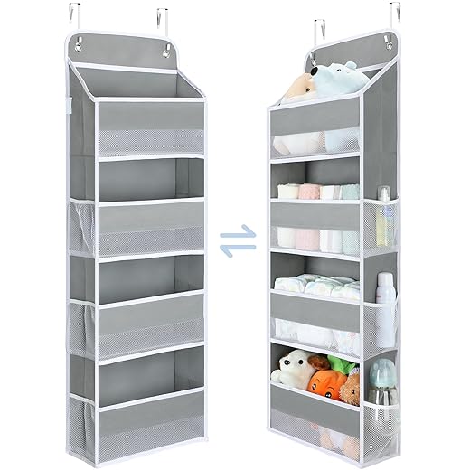 Yecaye 1 Pack Over the Door Organizer, 35.2lbs Load Toy Stuffed Animal Storage, Swing-proof Hanging Bathroom Organizers and Storage for Nursery Newborn Baby Essential Stuff Dorm Room Essentials